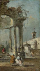 londongallery/francesco guardi - caprice view with ruins